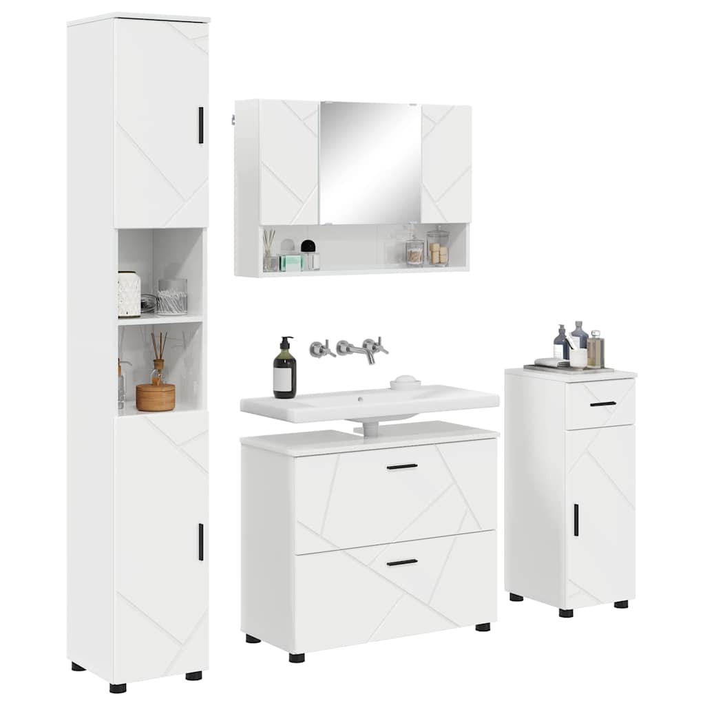 Bathroom Furniture Set 4 pcs High gloss white 30 x 35 x 192 cm